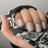 JUSTOTRY 24 Pcs Grey Solid Short False Nails Square Pattern,Glossy