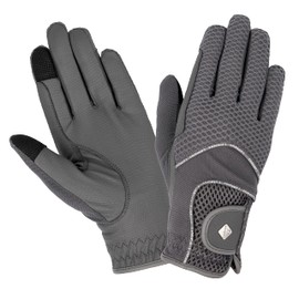 LeMieux Unisex 3D Mesh Riding Gloves in Grey - Lightweight & Breathable - Anti Slip - XS