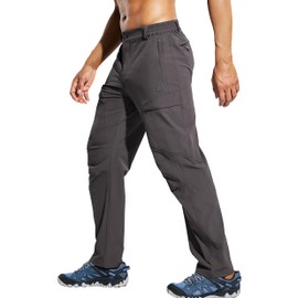 Haimont Mens Hiking Pants with Elastic Waist Water Resistant Nylon Pants with Pockets Camping Pants Breathable, Quick Dry, Graphite Grey, S