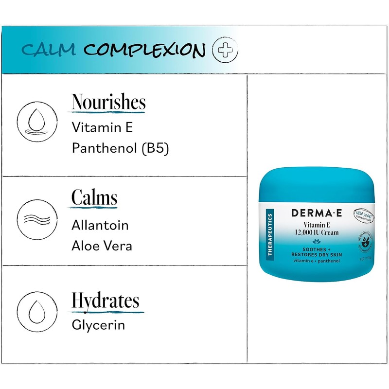 DERMA E Deep Moisturizing Formula, Vitamin E 12,000 IU Cream,
