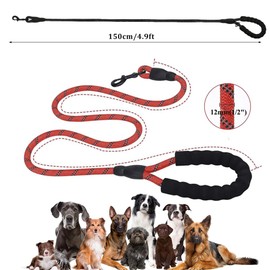 Rope Dog Lead with Soft Padded Handle, Reflective Dog Lead and Multi-Colour,Nylon Dogs Leads for Training, Durable & Weather Resistant Climbers Rope for Dogs for Medium Large Dogs