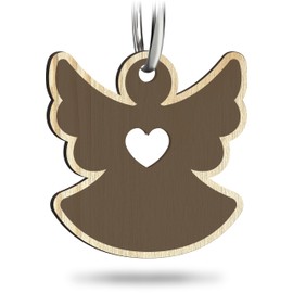 Schutzengel Geschenk - Schutzengel fliegend Schlüsselanhänger handgemacht aus Holz, Glücksbringer, Niedlicher Engel, Geschenk Glücksbringer Auto Führerschein, Talisman für Autofahrer