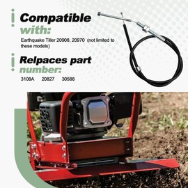 Throttle Cable Transmission Control Cable 31.5″ Length M5 End M8 Mount Compatible with Earthquake 20908 20970 Front Tine Tiller Replace 3108A 20827 30588