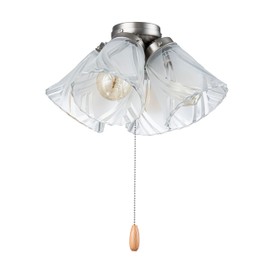 Aspen Creative 22016-3, Four-Light Ceiling Fan Light Kit with Pull Chain, Brushed Nickel Finish with Frosted and Clear Glass Shades, 14" Diameter x 7-3/8" Height