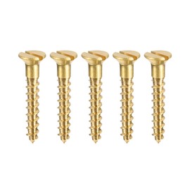 sourcing map Wood Screws M2.5 x 16mm Slotted Flat Head Brass Self-Tapping Screw 100 Pcs