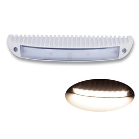 Raycharm 9.1" RV & Boat Low-Profile LED Awning Light Fixture, 40° Down Angle Focused Flood Beam, 3000K Warm-White Super Bright, High Light-Output Low Ampere, Wateproof White Finish, 12V/24V, 1-Pack