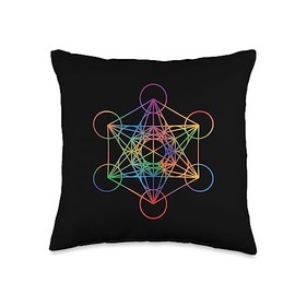 Sacred Geometry Metatron's Cube Chakra with Geometric Throw Pillow