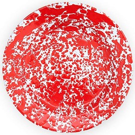 Enamelware Dinner Plate, 10.25 inch, Red/White Splatter (Set of 4)