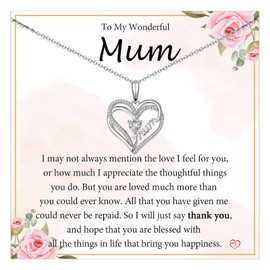 EYQV Mothers Day Gifts for Mum, Mum Gifts from Son Daughter, Double Heart Pendant Necklace for Women, Best Christmas Gifts Birthday Gifts for Mum Stocking Fillers for Women