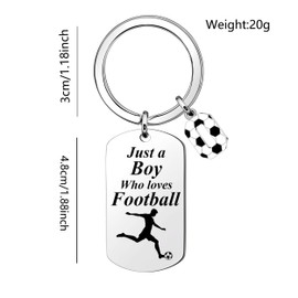 LUXYSODE Football Initial A-Z Keyring Football Gifts For Boys Football Keyring Keychains Footballer Gifts Birthday Christmas Graduation Gifts Just A Boy Who Loves Football (O)