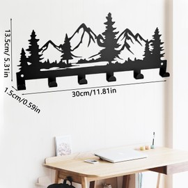 Fidqiog Key Holder Wall Mount, No Drill Key Hooks for Wall Includes 2 Screws and 2 Expansion Tubes for Secure Installation, Rustic Key Hanger for Wall Decorative Key Rack (Mountain Range)