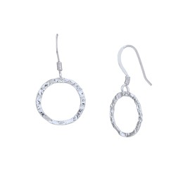 Vanbelle Sterling Silver Jewelry - Rhodium Plated with 925 Stamp - Textured Circle Earring - Elegant Beautifully Handcrafted - for Women