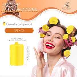 Geyoga 18 Pieces Sponge Hair Rollers Large Soft Foam Hair Styling Curlers Large Size Hairdressing Curlers for Women(Yellow,1.4 x 2.6 Inches)
