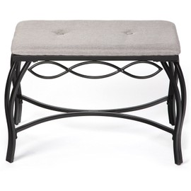 Mango Steam Heather Gray Shoe Bench - Vanity Seat for Makeup Room, Dressing Stool, Entryway Bench - Powder Coated, Upholstered, Space Saving