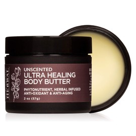 Natural Skin Care for Eczema Set, Natural Moisturizer Cream, Unscented Products, Herbal Salve, Ultra Healing Body Butter (Full Size Sensitive Skin, Unscented)