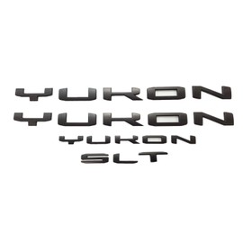 4Pcs Kit Yukon SLT Letters Emblem 3D Door Rear Nameplate Badge Decal Sticker Yukon XL Replacement for 2021-2023 Yukon SLT (Matte Black)