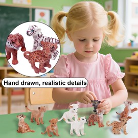 GZXUEHU Set of 12 Forest Animals Frigures Set, Zoo Animal Figures Set, Lion Tiger Leopard Toy Figures Toy, Realistic, Durable, for Daily Play