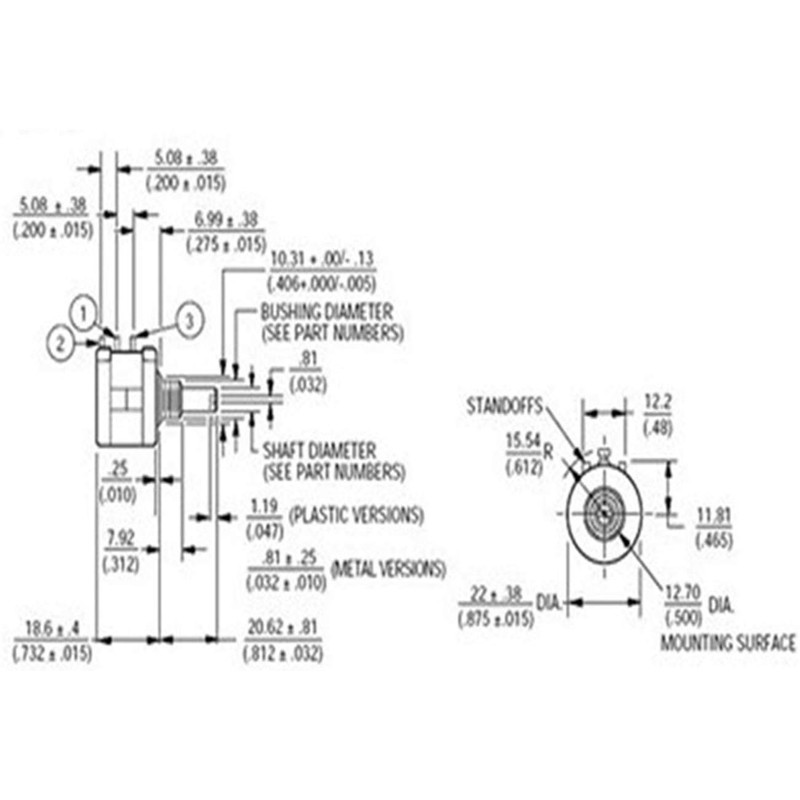 Taiss 3590S-2-103L 10K Potentiometer 10-Turn Multi Turn Rotary Wire Wound