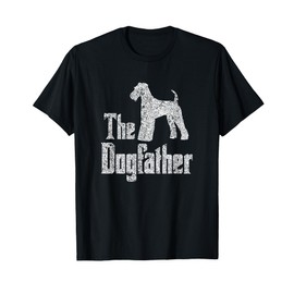 The Dogfather T-Shirt, Airedale Terrier silhouette funny dog T-Shirt
