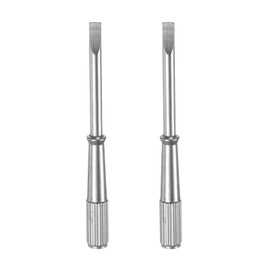 HARFINGTON 2pcs Mini Bracelet Screwdriver 2.8mm Titanium Steel Slotted Screw Driver with 5mm Width Non-slip Handle for Bracelet Repair Screwdriver Tools, Silver Tone