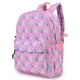 VX VONXURY School Backpack for Girls,Lightweight Toddler Backpack with Front Chest Buckle for Kindergarten Preschool Kids, Pink Unicorns