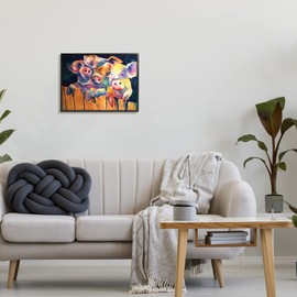 Stupell Industries Three Pigs Peeking Fence Vibrant Modern, Design by MB Cunningham