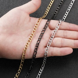 HSWYFCJY Silver/Golden/Black Figaro Chain Men's Chain Necklace Stainless Steel Men's Chains Jewellery Necklace for Men Gift 18/20/22/24/26 Inches, Stainless Steel, No Gemstone