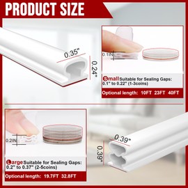alophoty 10 Ft Weather Stripping Door Seal - Rubber Door Seal Strip for Door Frame, Self Adhesive Doors Soundproofing Strip, D Shaped Weather Stripping for Doors Windows, White (W×H: 0.35×0.24 in)