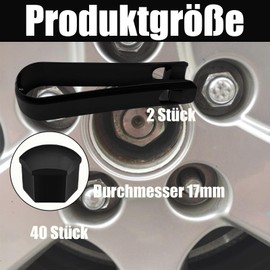 ClcIosis Wheel Bolt Caps 17 mm, Wheel Bolt Caps 17 mm, Wheel Nut Caps with Removal Tool Set for Cars (Black)