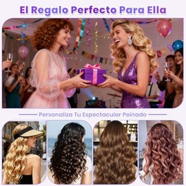 Rizador Automático para Cabello, Rizadora para Cabello de 25 mm, Temperatura Ajustable, Antiescaldaduras, Efecto de Onda Grande, Calentamiento Rápido y Control de Dirección del Rizo(Púrpura)