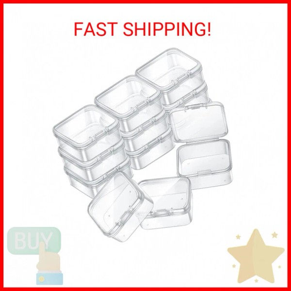 SATINIOR 12 Pack Clear Plastic Beads Storage Containers Box with