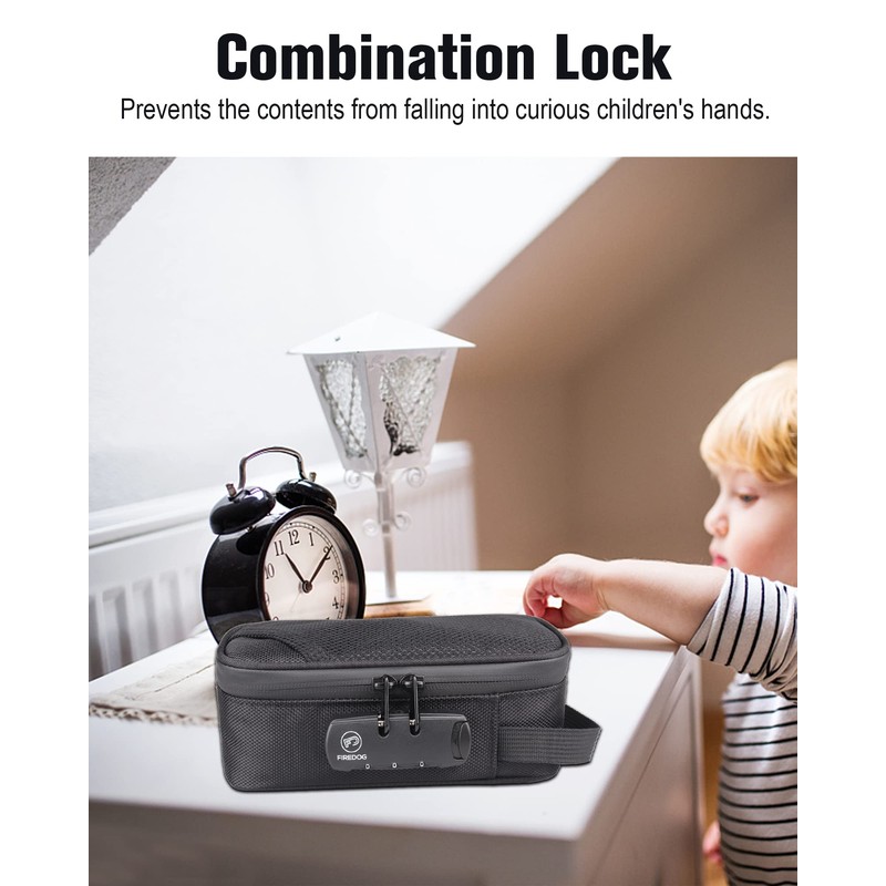 FIREDOG Smell Proof Bag with Lock, Carbon Lined Smell Proof