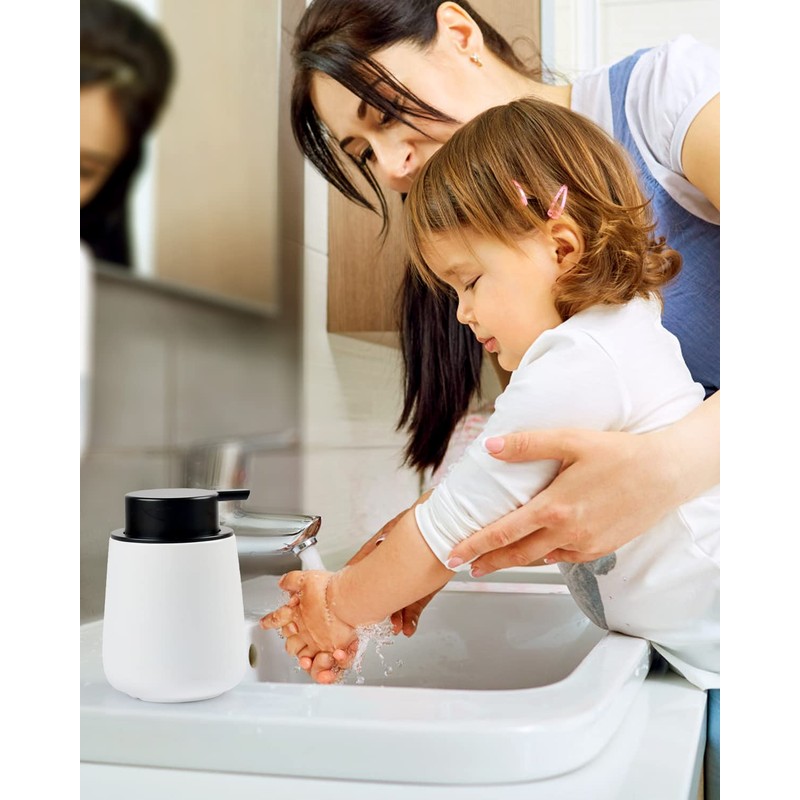 Bosilunlife Foam Soap Dispenser - 12Oz Matte White Ceramic Foaming