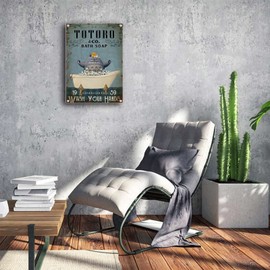 Tin Sign Totoro Bathroom Totoro Bath soap Toilet Decoration was Established in 1959 Vintage Metal Sign for Garage Kitchen Nostalgic Decor 8x12inch