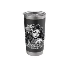 Tacos Before Vatos Sad Chola Latina Chicana Floral Stainless Steel Insulated Tumbler