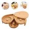 Ciieeo Three-Tier Wooden Spice Container Lid Rotating Sugar and Salt