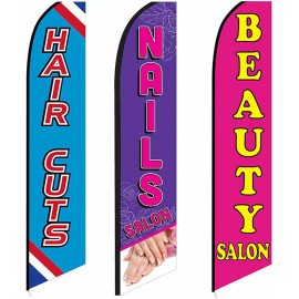 FFN 3 Swooper Flags Hair Cuts Beauty Salon Open Nails Salon Welcome