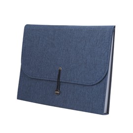 Hiro World Trade Document File Case, A4 Size, Storage, 13 Pockets, Document Case, Bag, Large Capacity, Bag Type (Denim Blue)