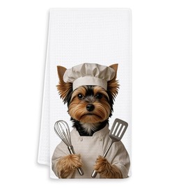 OSLYSOF Funny Yorkshire Terrier Dog Kitchen Towels, Gifts for Yorkie Lovers Dish Tea Towels, Yorkie Gifts for Women, Dog Lovers Mom Gift Hand Towel for Kitchen, 16x24 Inch
