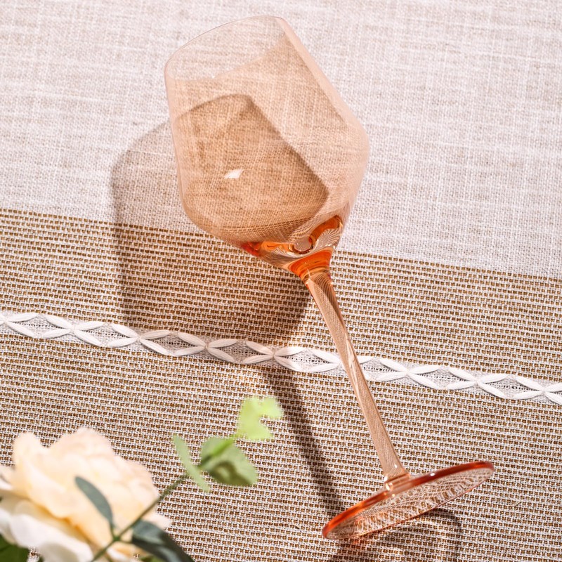 Colorsavant Peach Color Wine Glasses Set 6-16oz Blush Pink Wine