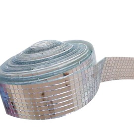 Roll Real Glass Craft Mini Square Mirrors Mosaic Tiles for DIY Crafts,Ball,Home Decoration (1.0M Length)