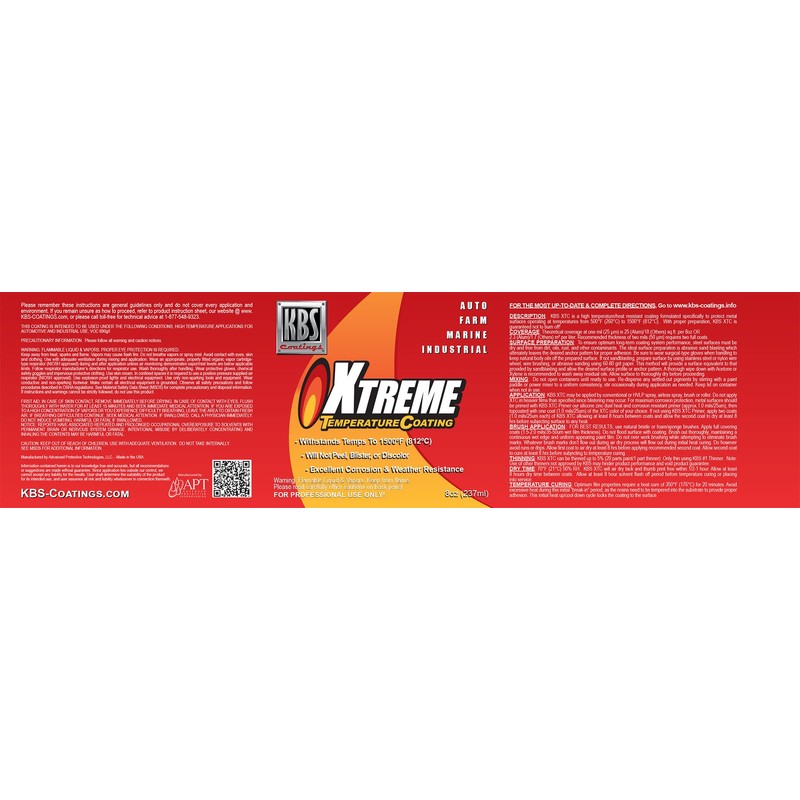 KBS Coatings 65208 Off-White Xtreme Temperature Coating - 8 fl.