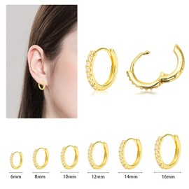 NEWITIN 6 Pairs Gold Hoop Earrings for Women Hypoallergenic Earrings Small Chunky Hoop Earrings 14K Gold Plated Hoop Earrings Dainty Huggie Cartilage Hoop Earrings Set for Women