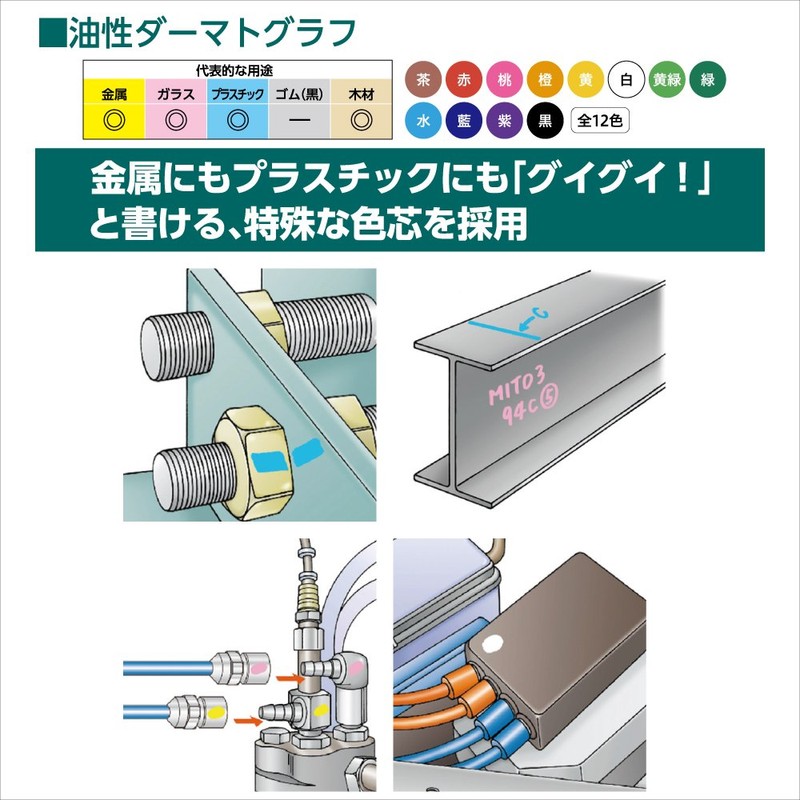 Mitsubishi Pencil K7600.5 Colored Pencils, Oil-based Dermatograph, No. 7600 Yellow