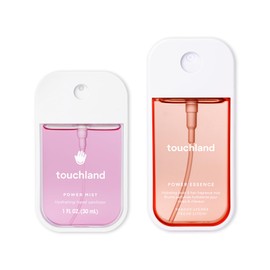 Touchland FRUITY CRUSH Body and Hand Mist Essentials (Peachy Lychee Body & Hair Fragrance Mist, 2 FL. OZ. + Berry Bliss Hydrating Hand Sanitizer Spray 1FL.OZ.), Travel Size Set
