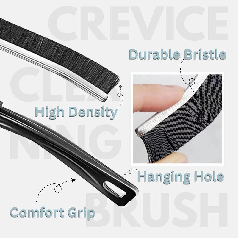 CrafTreat Hard Bristle Crevice Cleaning Brush – 6 Pack (Black)