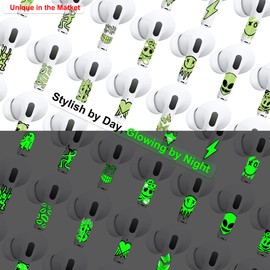 RockMax for AirPods Skin, Glow in The Dark Stickers for AirPods 2nd Gen and 1st Gen, Luminous Emoticon Decal Wraps, Long-Lasting, Easy to Apply, Ideal Gift for Kids and Adults