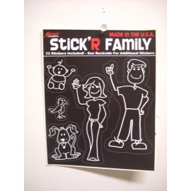 AGI Stick Family Decals Black and White 13 Stickers Mom Dad Kids Pets Outdoor
