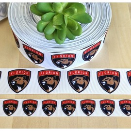 Unbranded 7/8 & 1.5 (1 YD) Florida Panthers Hockey Grosgrain Ribbon Cheer Bow Ribbon - 1.5 inch