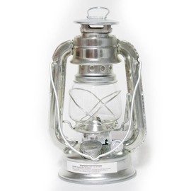 Rayo Race Kerosene Outdoor Lantern - 7.5 Inch Hurricane Lamp for Camping or Home Patio Use, Silver Painted